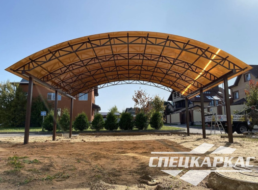 Усиленный навес из поликарбоната для двух автомобилей №88 - фото 1838