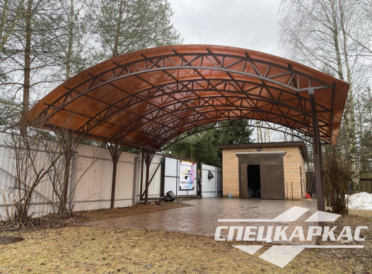 Навес из поликарбоната на 2 машины с усиленной стропильной системой №43 - фото 1386