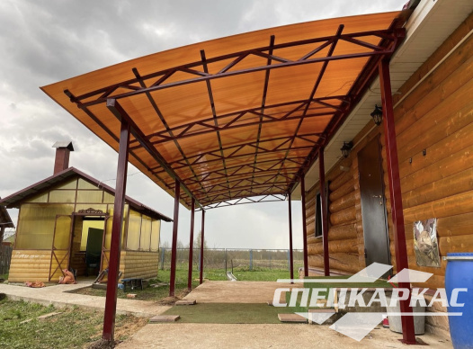 Навес к дому из поликарбоната для террасы №33 - фото 1295