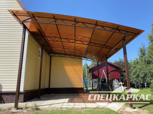 Навес из поликарбоната к дому | Навес их поликарбоната для терассы №13 - фото 1091