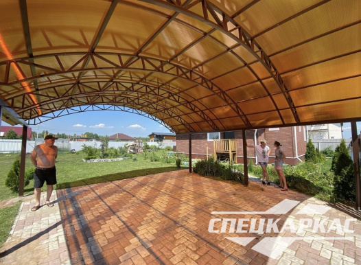 Усиленный металлический навес из поликарбоната для автомобилей №19 - фото 1155